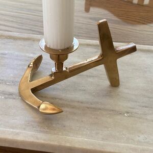 Vintage Brass Anchor Candle Holder